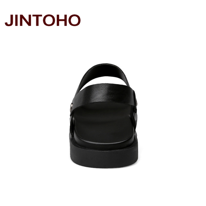 JINTOHO Men Sandals Men Leather Sandals Summer Beach Men Shoes Leather Slippers For Men Slides