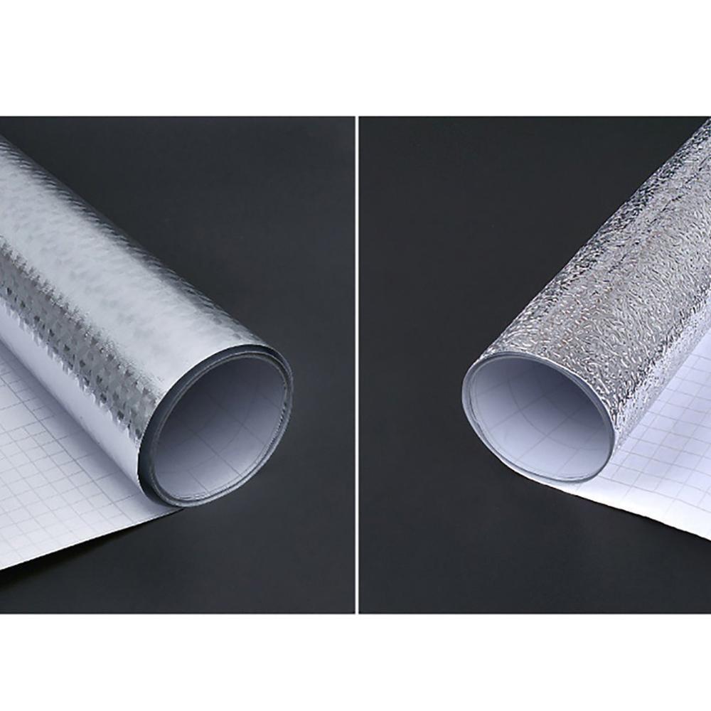 Kithchen High Temperature Oil Stickers Waterproof Self-Adhsive Wall Stickers Cabinet Wallpaper Aluminum Foil Cabinet Wallpaper