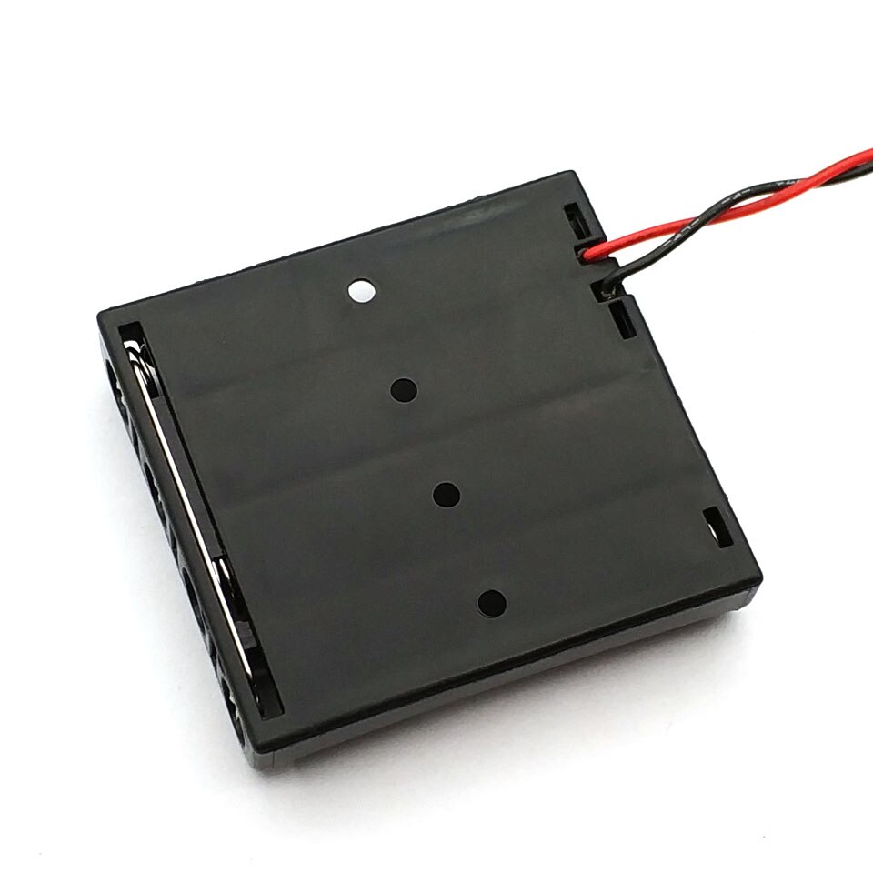 1 Uds carcasa de caja de batería soporte de caja de plástico con Cable de 6 ''para 4 pilas AAA para soldar conexión negro