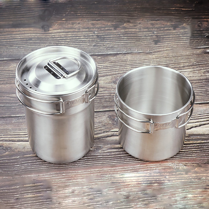 1 einstellen Wasser Tasse Doppel-Tasse Faltbare Kochen Geschirr Edelstahl Trinken Becher für draussen Camping Wandern Picknick