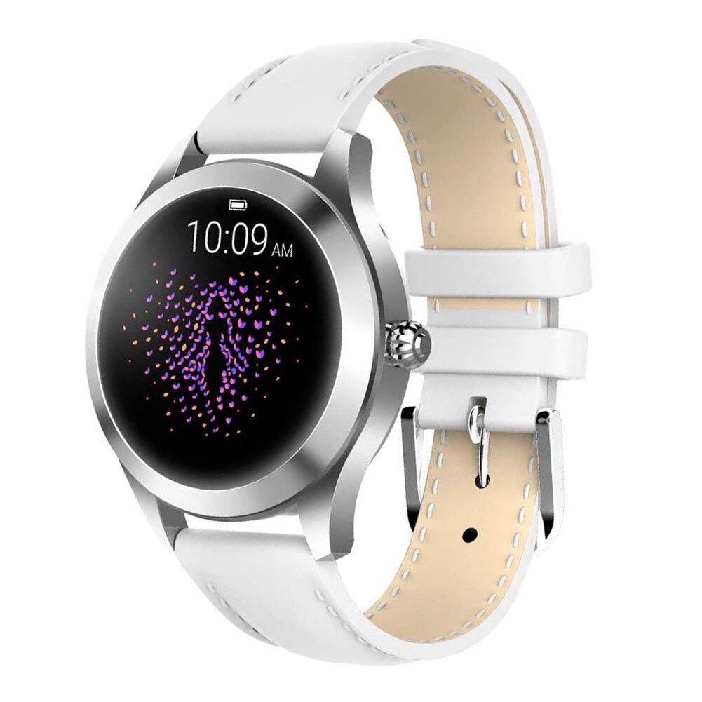 IP68 Wasserdichte Intelligente Uhr Frauen SchöNe Armbinde Herz Bewertung Monitor Schlaf Überwachung Smartwatch Verbinden IOS Android KW10 Band: Weiß