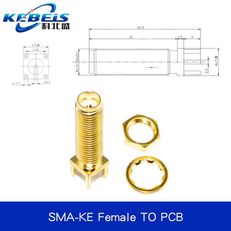 2Pcs SMA SMA-KE/KWE/KHD Female Jack Male Plug Adapter Solder Edge PCB Straight Right angle Mount RF Copper Connector Plug Socket: Yellow