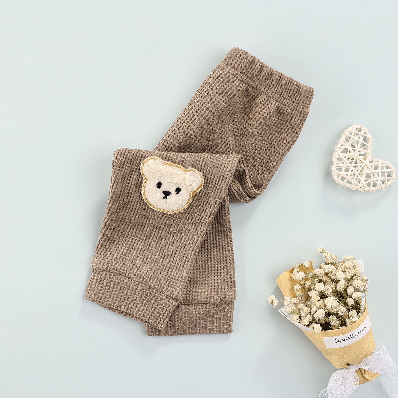 Peuter Kids Baby Jongen Meisje Leuke Wafel Broek Cartoon Beer Patroon Elastische Taille Broek Lente Herfst Baby Kleding 0-3 Jaar