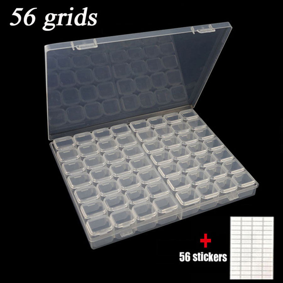 28/56/64 Grids Diamond Painting Storage Box Tool Accessories Bead Container Rhinestone Diamond Embroidery Stone Organizer