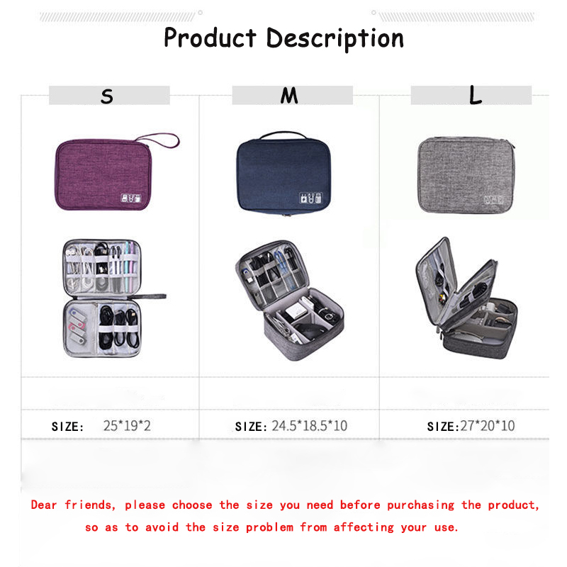 Travel Cable Bag Portable Digital USB Gadget Organizer Charger Wires Cosmetic Zipper Storage Pouch Kit Case Accessories Supplies