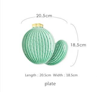 Plato de cactus de planta creativa, vajilla de forma linda, tazón de desayuno, vajilla de cerámica para el hogar, plato de aperitivos, 1 ud.: plate