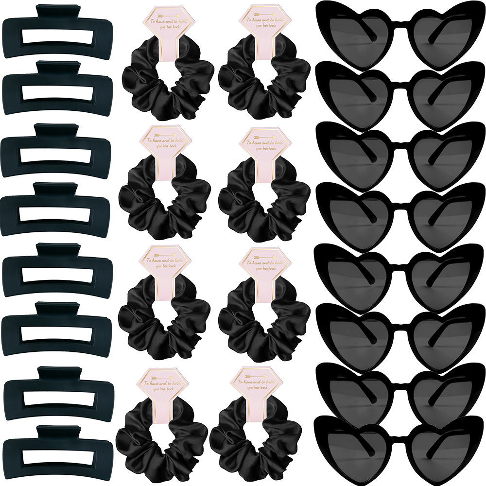 6/8 setzt Brautjungfer Herzform Sonnenbrille Haargummis Scrunchies Haarspangen Bachelorette Hochzeit Brautparty Gastgeschenk Vorschlag: Armee Grün