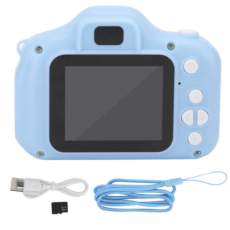 X2 foto de cámara Digital multifuncional para niños Video con tarjeta de memoria Mini: Azul