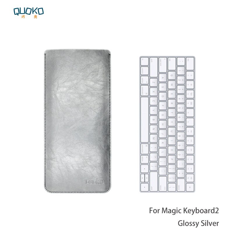 Collectie selling ultradunne super slanke sleeve pouch cover, microfiber lederen laptop sleeve case alleen voor Apple Magic Toetsenbord 2: Glossy Silver