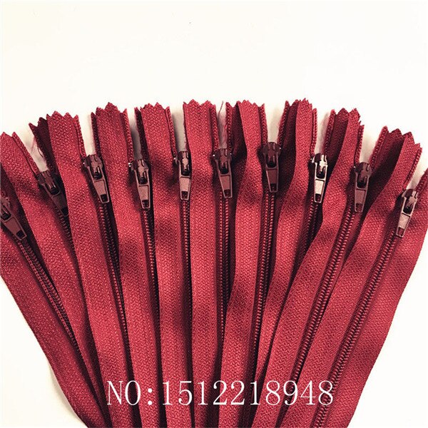 10 szt. 3#  nylonowe zamki spiralne robić szycia krawieckiego,  (14 cale, ) 35 cm sztuki (kolor robić wyboru): Wino czerwone