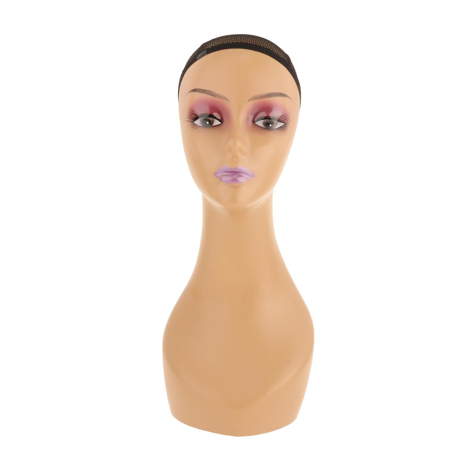 Cabeza de Maniquí de cosmetología femenina, cabeza de muñeca de entrenamiento de peluquería con cuello largo, pelucas y Dispay ideal para hacer, 1 unidad: C