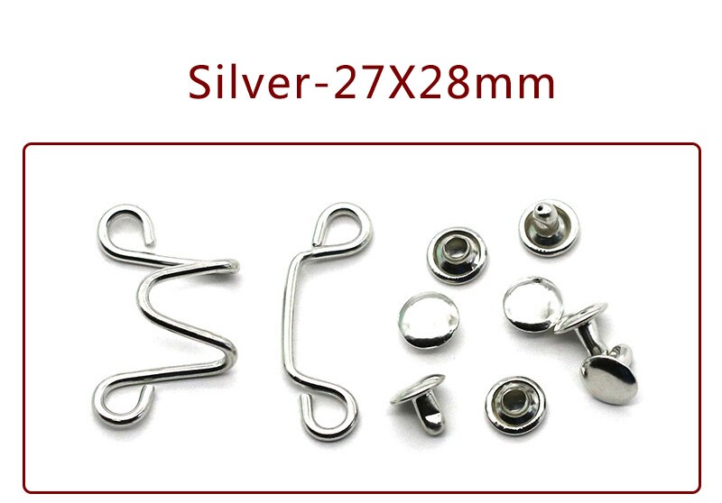 Meetee 30 sett 27 x 28/32 x 28mm metallplaggkroker jeans midjejusteringsspenne avtagbar nagleknapp gjør-selv usynlig justeringsknapp: Sølv -27 x 28mm