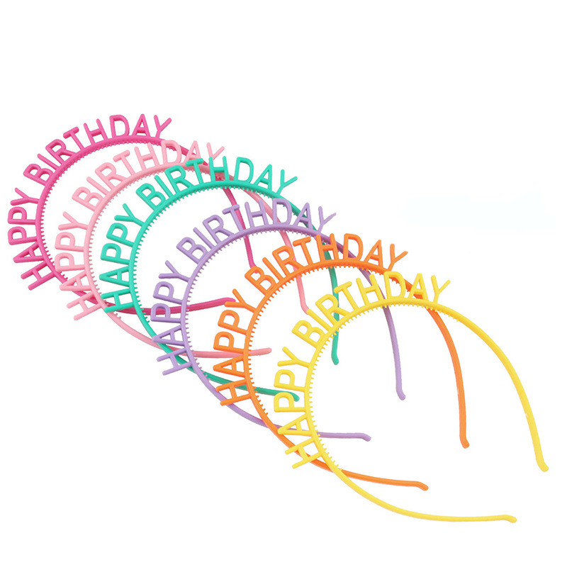 Diadema de feliz cumpleaños para niña, sombrero colorido para de cumpleaños, Macaron, 6 unids/paquete