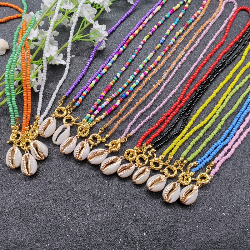 JCYMONG-gargantilla de 17 colores con cuentas para mujer, collar con colgante de conchas Bohemias de cauri, joyería de playa para mujer