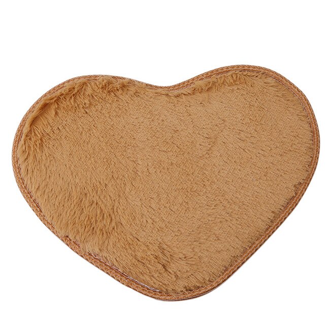 Felpudo antideslizante con forma de corazón de 26*37cm, suave microfibra esponjosa, para el suelo de baño, para dormitorio, alfombras, salón: Khaki
