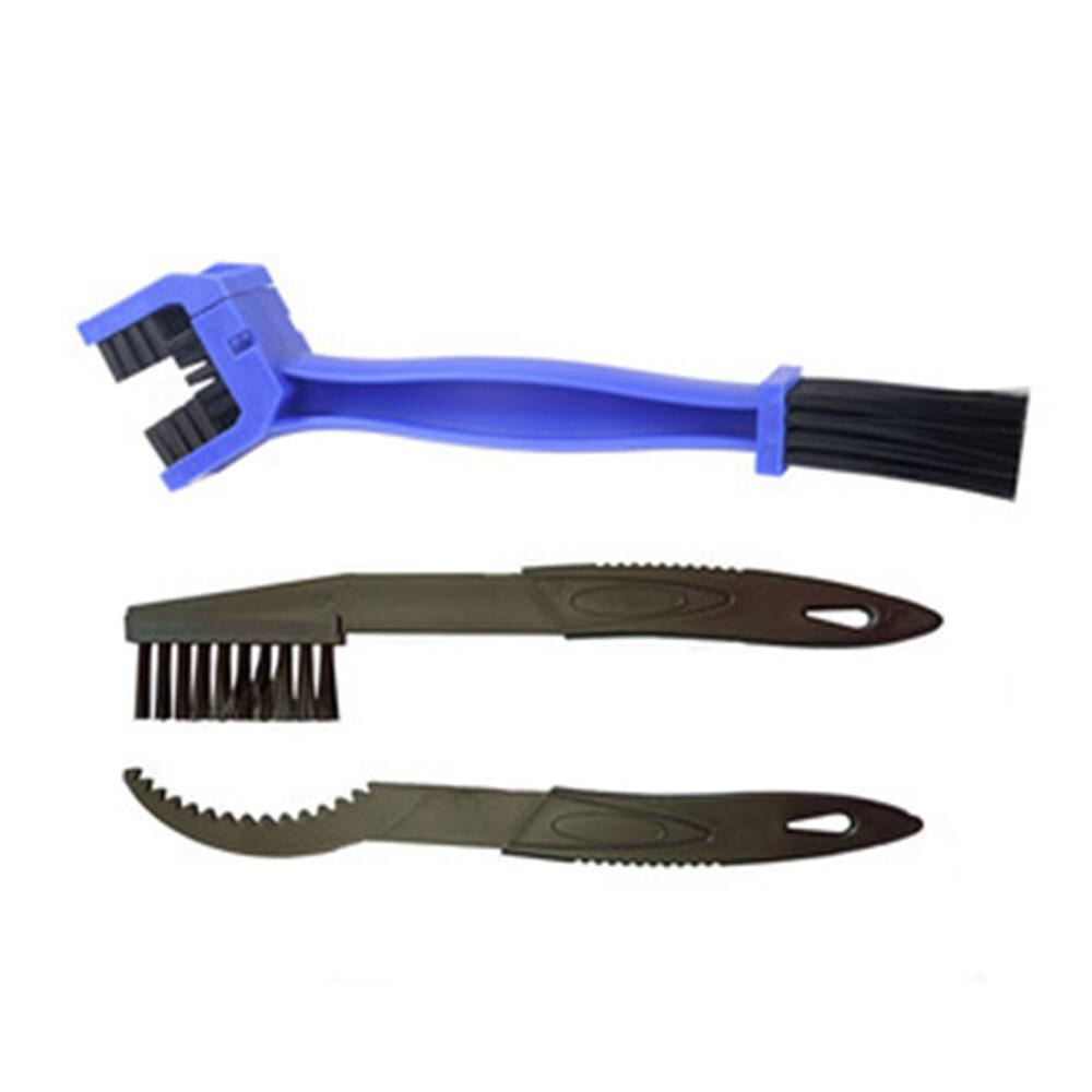 Outil de nettoyage de chaîne de vélo Kit de moto brosse de nettoyage d'entretien de chaîne de vitesse brosse de nettoyage de chaîne à trois côtés: blue and small brush