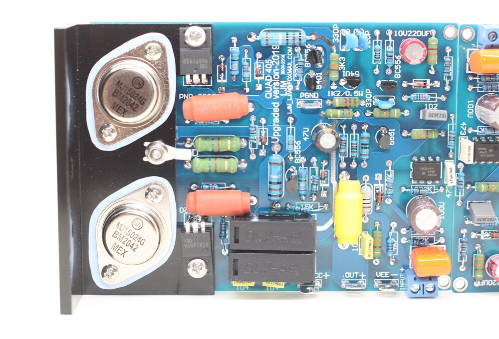 2Stck QUAD405 KLON MJ15024 100W 8R DIY Bausätze Fertige Gremium Dual Kanal Verstärker Gremium w/Winkel Aluminium