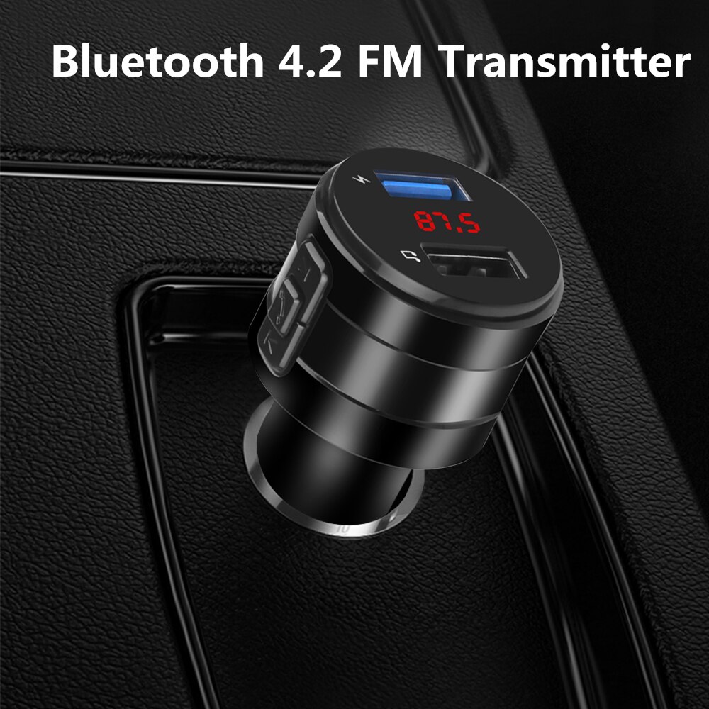 Transmetteur FM Bluetooth 4.2, adaptateur allume-cigare, chargeur de voiture, modulateur à deux Ports USB, mains libres, lecteur MP3, 2,1a