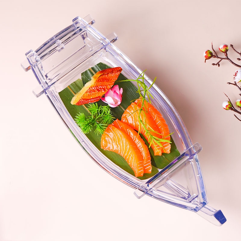 Acrylic sushi boat sashimi ice tray Japanese and Korean cuisine sushi fruit plate seafood sashimi platter tray salmon ice tray