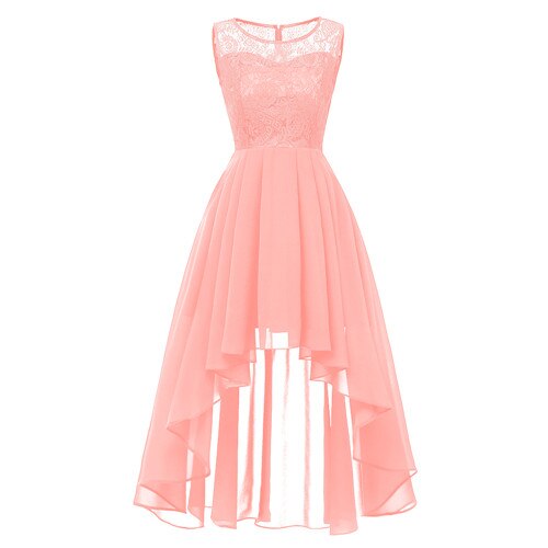 OML-536 # Sommer sexy Spitze Chiffon-violett Rosa Brautjungfer Kleider Kurze lange prom Party Kleid mädchen günstige frauen: Rosa / 14