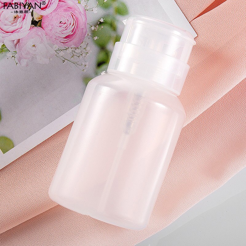 1Pc 250ml Nail Art Empty Plastic Bottle Polish Remover Alcohol Press Pumping Dispenser Nail Art UV Gel Cleaning Manicure Tool: Round 