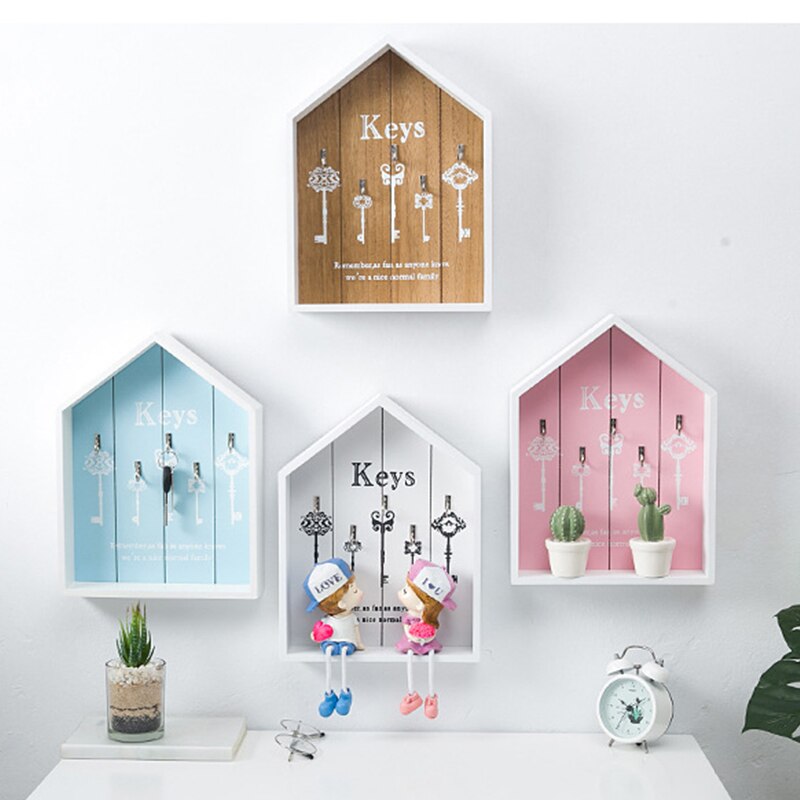 Creatieve Huis Muur Decor Houten Sleutel Haak Cargo Opbergdoos Multifunctionele Muur Jas Toetsen Zakken Kleren Opknoping Haak opslag Hold