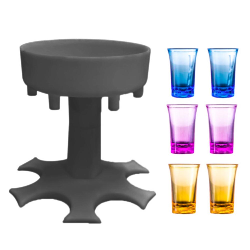 6 shotglazen dispenser en houder whisky bier alcohol likeur wijn dispenser rek bar accessoires party games drinkgerei: Grijs b