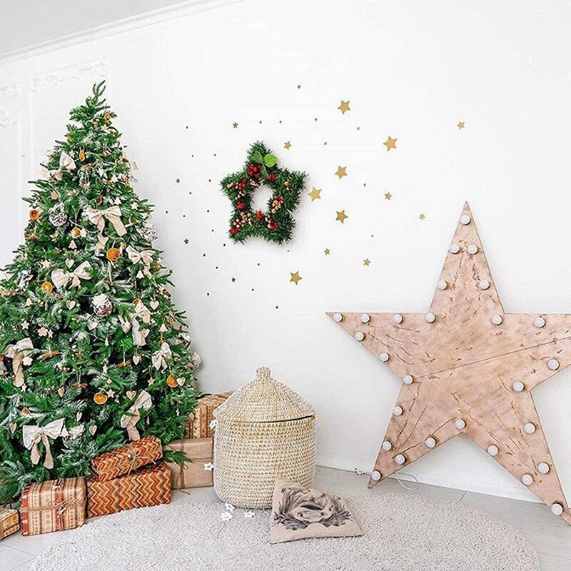 Metal Wire Wreath Frame Star-Shaped Garland Ring Hanging Wedding Christmas Decor