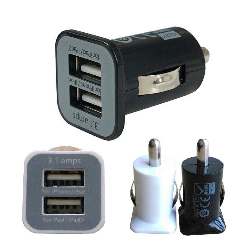 Mini Dual Usb Auto Sigarettenaansteker Oplader Twin Port 12V Universele In Adapter Plug Voor Ipad Iphone Ipod