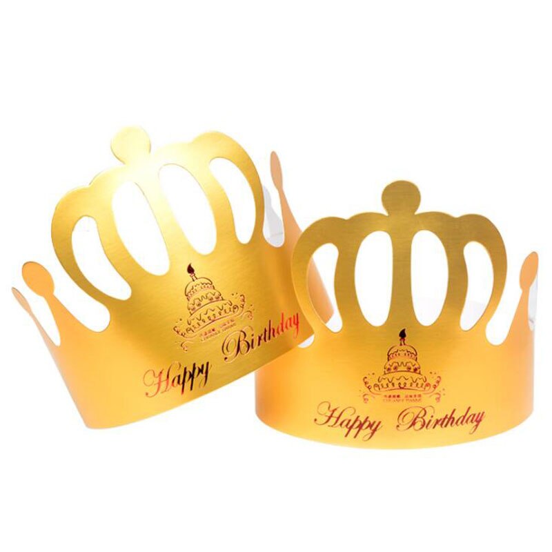 100 stks/partij Brithday Hoeden Feestartikelen Bronzing Hoed Kroon Gouden Kleur Met "Happy Birthday" Letters Voor Kinderen en volwassen
