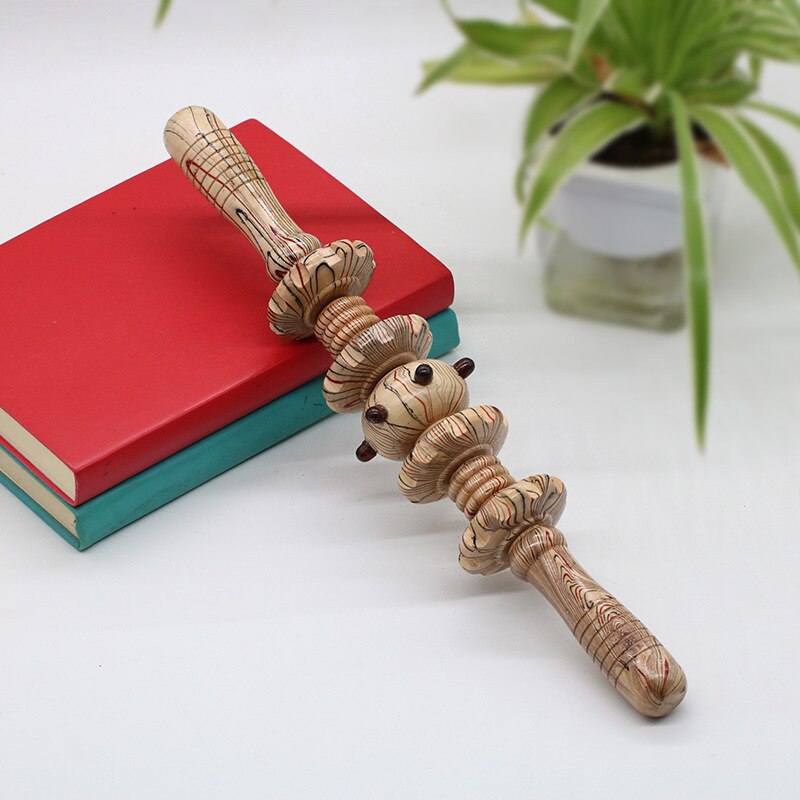 Wooden nine-wheel massage wheel massager back massage wheel abdomen roller massage stick: 3