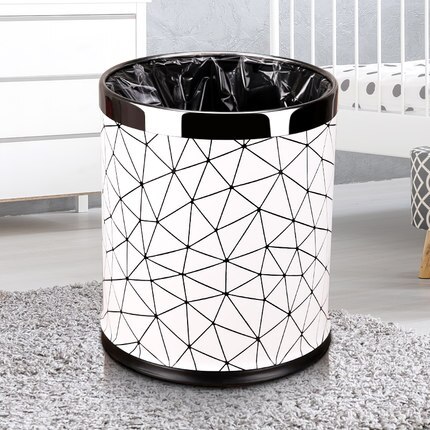 Metal Trash Can Home Office Wastebaskets , Double Layer 10L 14L Open Top Round Gabarage Can for Bathroom Kitchen Hotel Waste Bin