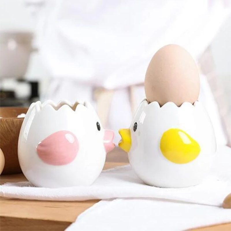 Ceramic Egg Separator for Baking Cartoon Chick Egg Divider White Egg Yolk Separator Egg Separator Tool Egg Holder