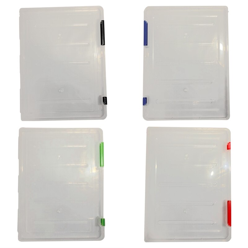 Storage File Boxes Portable A4 File Box Transparent Plastic A4 Slim Paper Storage Boxes For Home Office School Business Working