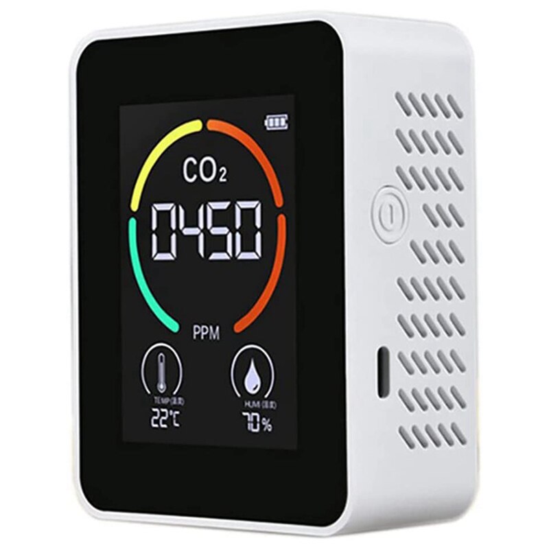 Air Monitor CO2 Carbon Dioxide Detector Air Temperature Humidity Monitor Quick Measuring Meter for CO2: White
