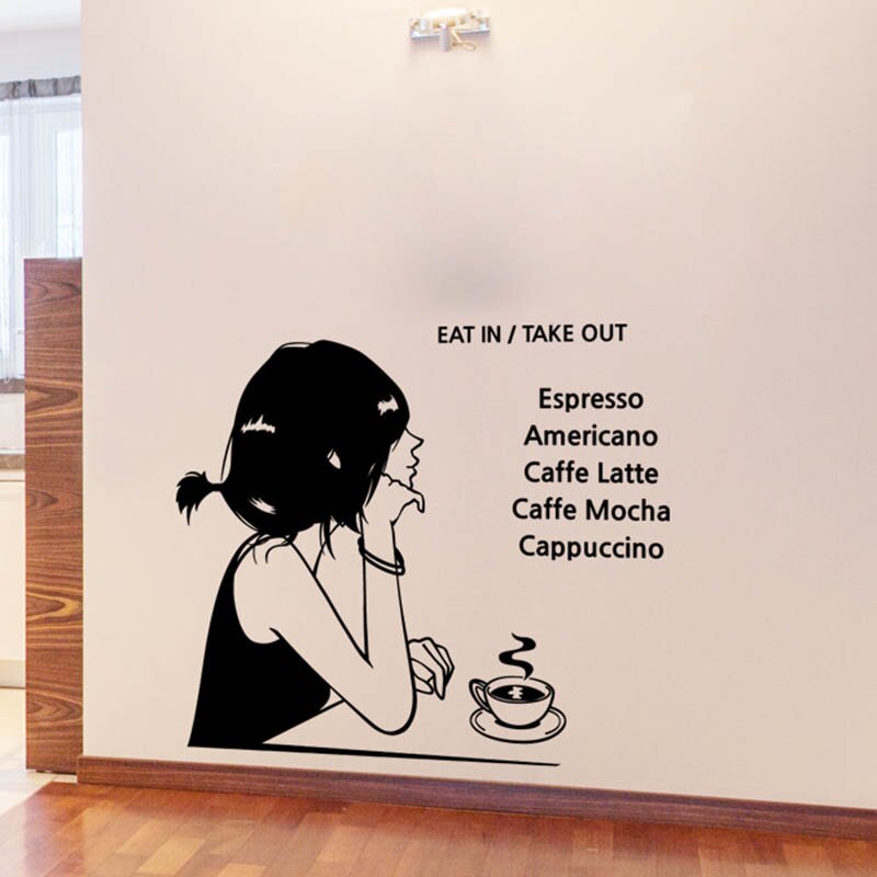 Coffee Shop Sticker Glass Decal Cafe Poster Vinyl Art Wall Decor Mural Break Milk Tea 1001