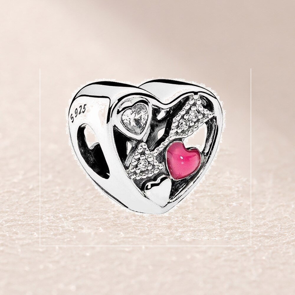 Popular 100% 925 Sterling Silver Rose Gold Charm Beads20 Original Jewellery For Women Party Wedding: 792039CZ