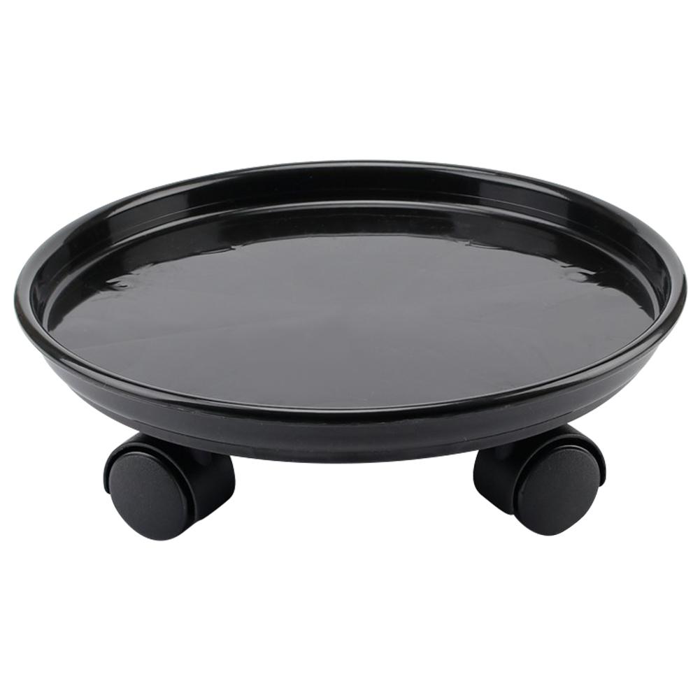 Afneembare plantenpallet universele wielen ronde kunststof bak zware bloempotrek, plantenpotpallet rolwiel, zwart: 06