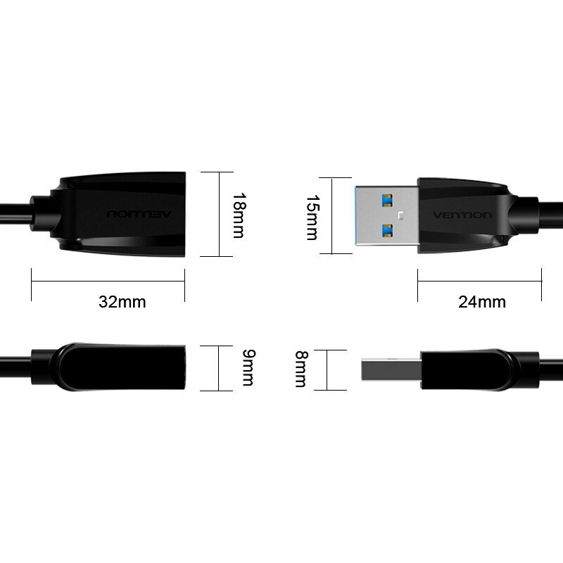 Vention-Cable USB 3,0 macho a hembra, Cable de extensión USB 2,0 de supervelocidad, extensor de datos, 0,5 m, 1m, 1,5 m, 2m, para ordenador y PC