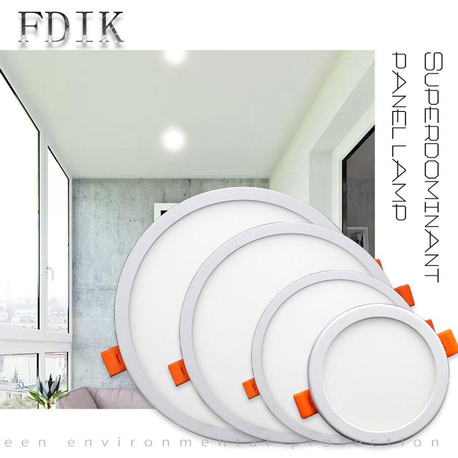 DINGDIAN LED Panel Lights Ultra thin Recessed Downlight 6W 8W 15W 20W 220V Square Round Panel lamp Ceiling Lamp White/Warm white