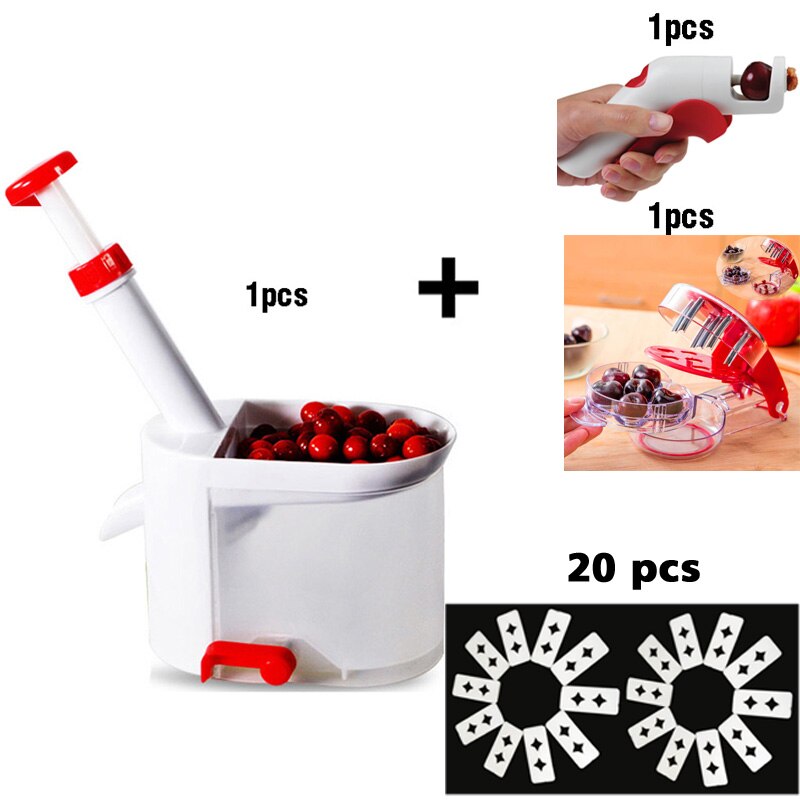 Nyhed super kirsebær pitter sten corer remover maskine kirsebær corer med container køkken gadgets værktøj: 1 b 1 m 1s 20 pude