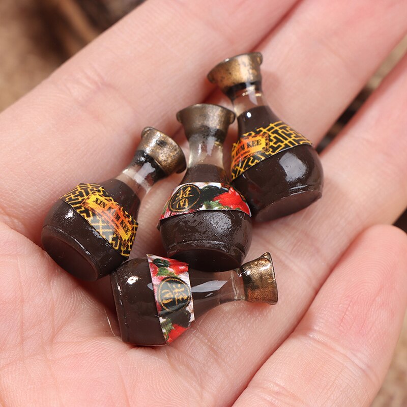 4 Stks/zak 1/12 Schaal Dollhouse Miniatuur Japanse Sojasaus Pretend Voedsel Speelgoed Accessoires