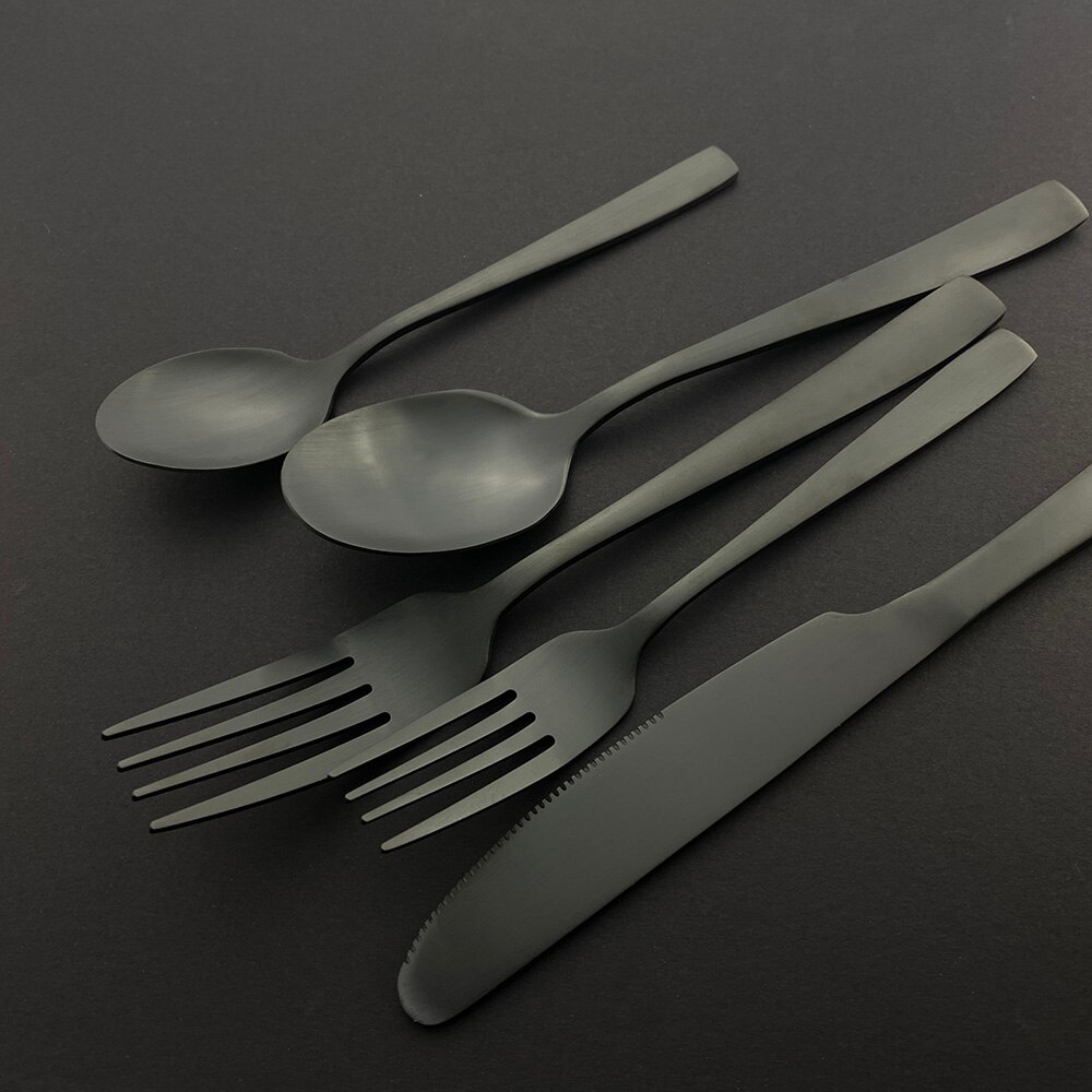 Couverts en acier inoxydable, 20 pièces, noir mat, service de table, couteau à dîner, fourchette à Dessert, cuillère, vaisselle de table, couverts de cuisine pour la maison
