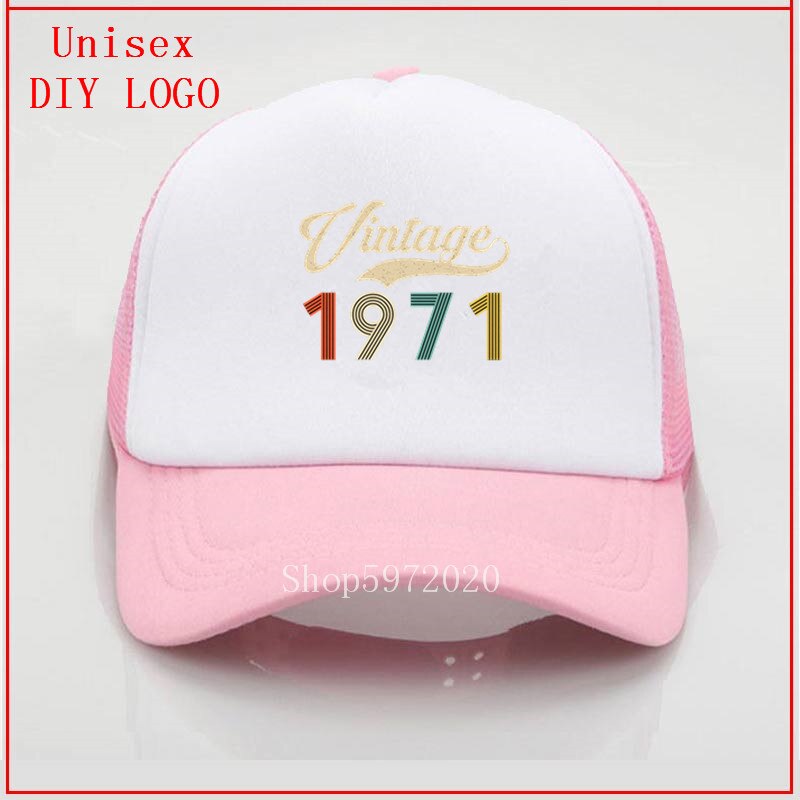 Vintage 1971 Retro Born in 1971 49th Birthday Perfect for Father DAD BF beach hats women fitted hat anime hat: 6pink-white / Adult