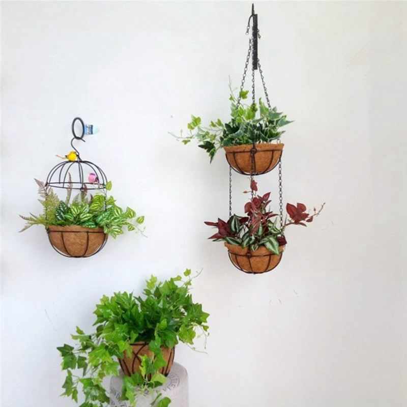 Hangmand voor planten, tuinbloempot met ketting, plantenbak, balkondecoratie, 2 stuks , -8 inch