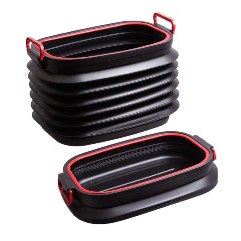 Portable Fishing Water Bucket 37L With Lid Space Saving Outdoor Waterpot Collapsible Rectangular Handy Basket