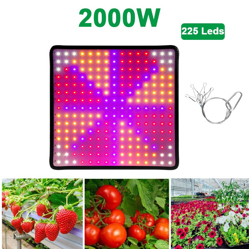 2000w crescer luz led espectro completo lâmpada 1500w 1000 led planta lâmpada estufas indoor phyto lâmpada crescer tenda eua ue reino unido plug: Type 5-2000W-225Leds / EU Plug