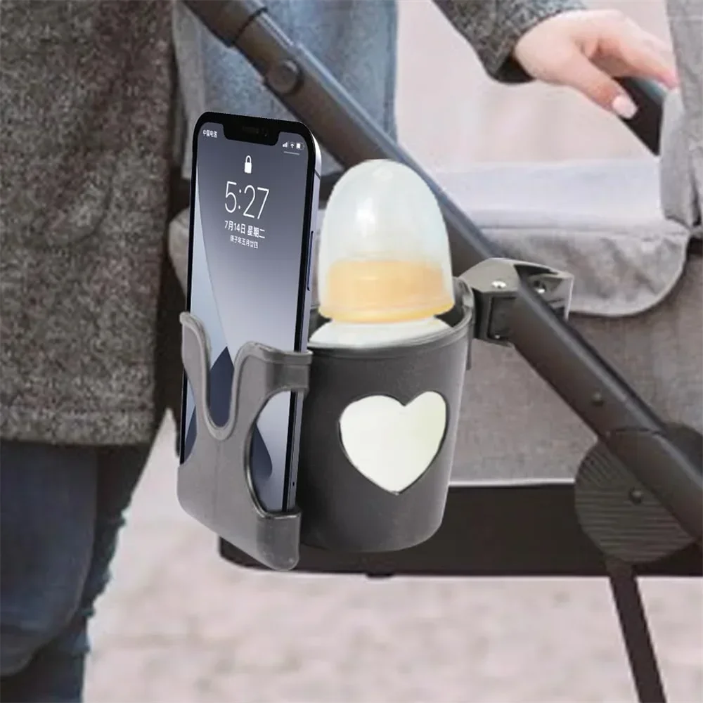 2-in-1 kinderwagen bekerhouder telefoonhouder multifunctionele universele babyflessenhouder kinderwagenaccessoires bekerhouder