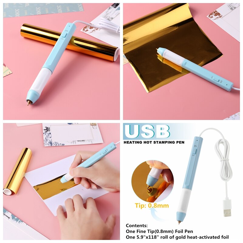 Warmte Folie Pen + Folie Papier Sets Voor Shining Handgeschreven Gevoelens En Glimmende Accenten Zonder Sterven Snijmachine: 0.8mm