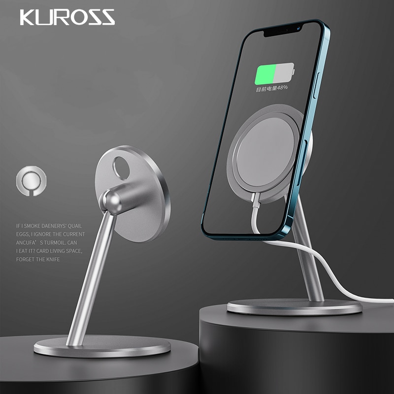 Magnetic Phone Stand Holder for iPhone 12 Series - Wireless Charging Desk Mount - 15W Fast Charging